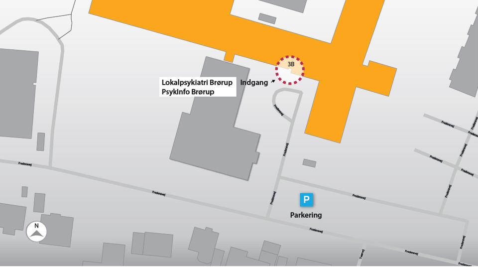 Oversigtskort til Lokalpsykiatri Brørup, Fredensvej