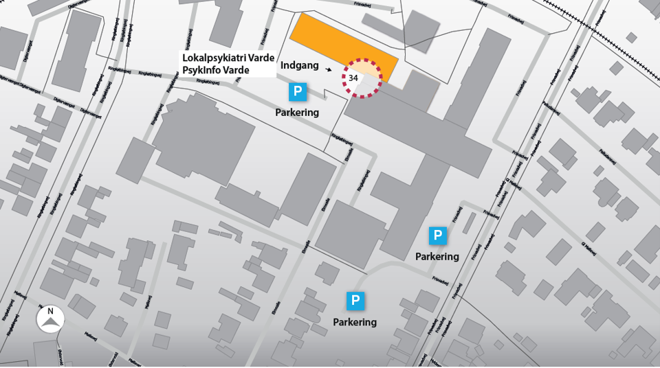 Oversigtskort til Lokalpsykiatri Varde, Ringkøbingvej