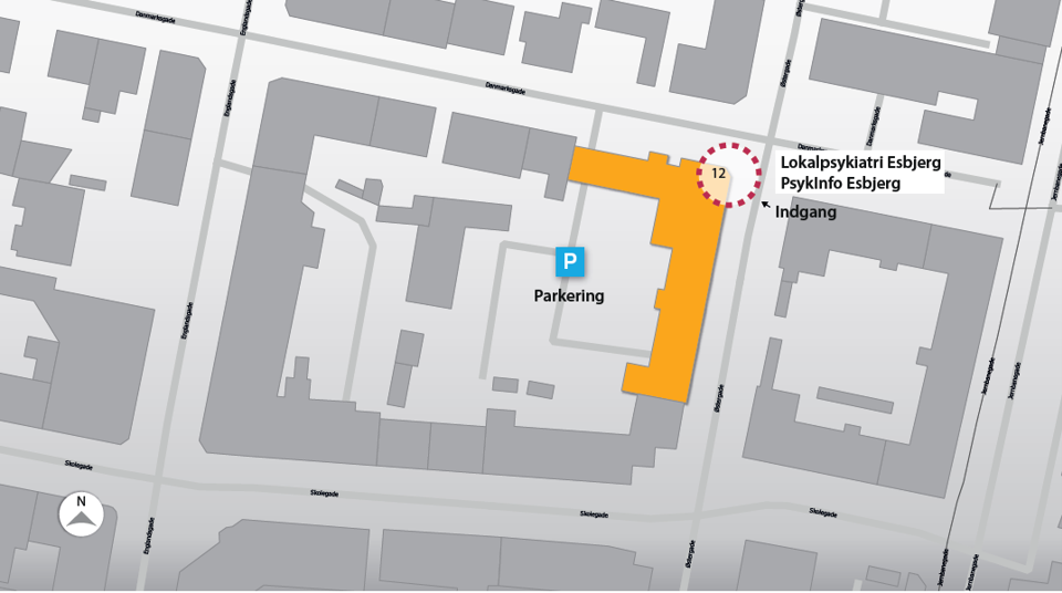 Oversigtskort til Lokalpsykiatri Esbjerg, Østergade